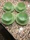 Set Of 4 Vintage Fire-king Jadeite Tea Coffee Cup And Saucer Vg+ Alice Pattern