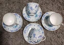 Set of 4 Vintage Imperial Russian LOMONOSOV Porcelain Teacups and Saucers