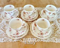 Set of 5 Vintage Duchess June Bouquet Trios- Cup, Saucer, Bread Plate English