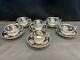Set Of 6 (2 Sizes) Cobalt & Gold Antique Coalport Batwing Tea Cups & Saucers