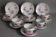 Set Of 6 Coffee Tea Cups Saucers Plates Meissen Purple Indian Pink Flowers (a)