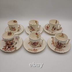 Set of 6 K & G Keller & Guerrin Luneville France DON QUIXOTE Tea Cups & Saucers