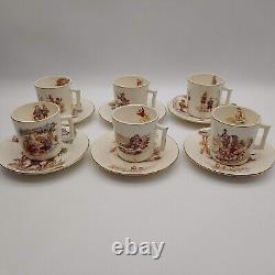 Set of 6 K & G Keller & Guerrin Luneville France DON QUIXOTE Tea Cups & Saucers