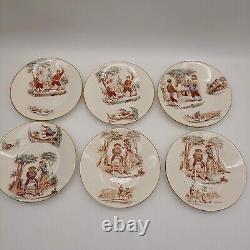 Set of 6 K & G Keller & Guerrin Luneville France DON QUIXOTE Tea Cups & Saucers