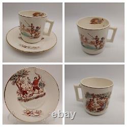 Set of 6 K & G Keller & Guerrin Luneville France DON QUIXOTE Tea Cups & Saucers