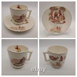 Set of 6 K & G Keller & Guerrin Luneville France DON QUIXOTE Tea Cups & Saucers