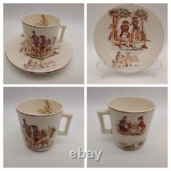 Set of 6 K & G Keller & Guerrin Luneville France DON QUIXOTE Tea Cups & Saucers