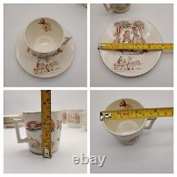 Set of 6 K & G Keller & Guerrin Luneville France DON QUIXOTE Tea Cups & Saucers