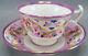 Set Of 6 Pink Luster Soft Paste Porcelain Floral Tea Cups & Saucers C. 1830 40