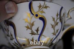 Set of 8 ROYAL CHELSEA Regal cup & saucer-cobalt blue & gold