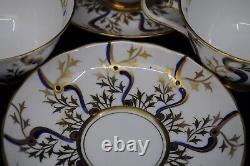 Set of 8 ROYAL CHELSEA Regal cup & saucer-cobalt blue & gold