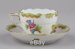 Set of Six Herend Queen Victoria Coffee Mocha Cups with Saucers #711/VBO II