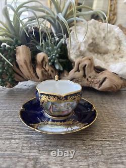 Sèvres French Porcelain Hand Painted Teacup and Saucer