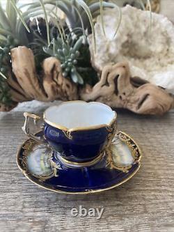 Sèvres French Porcelain Hand Painted Teacup and Saucer