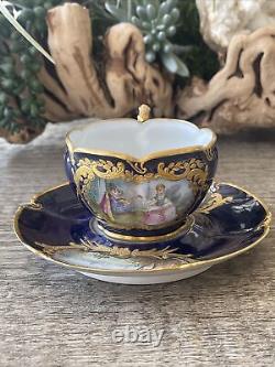 Sèvres French Porcelain Hand Painted Teacup and Saucer