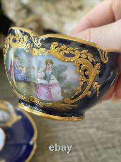 Sèvres French Porcelain Hand Painted Teacup and Saucer