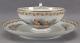 Sevres Hand Painted Watteau Scene & Gold Ivy Leaf Footed Tea Cup & Saucer C