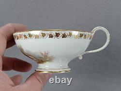 Sevres Hand Painted Watteau Scene & Gold Ivy Leaf Footed Tea Cup & Saucer C