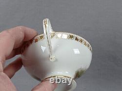 Sevres Hand Painted Watteau Scene & Gold Ivy Leaf Footed Tea Cup & Saucer C