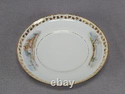 Sevres Hand Painted Watteau Scene & Gold Ivy Leaf Footed Tea Cup & Saucer C