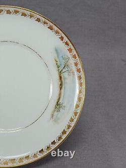 Sevres Hand Painted Watteau Scene & Gold Ivy Leaf Footed Tea Cup & Saucer C