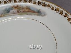 Sevres Hand Painted Watteau Scene & Gold Ivy Leaf Footed Tea Cup & Saucer C