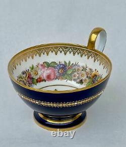 Sevres Large Antique Spectacular Cup Fabulous Enamel and Flowers Decor