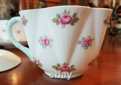 Shelley Bone China Rosebud Dainty Green Trim 13426 Cup & Saucer (6 sets)