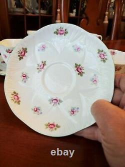 Shelley Bone China Rosebud Dainty Green Trim 13426 Cup & Saucer (6 sets)