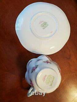 Shelley Bone China Rosebud Dainty Green Trim 13426 Cup & Saucer (6 sets)