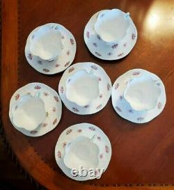 Shelley Bone China Rosebud Dainty Green Trim 13426 Cup & Saucer (6 sets)