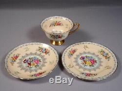 Shelley Crochet Trio Coffee Tea cup Saucer Bread Dessert Plate PINK 13371/S15