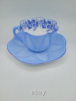 Shelley Dainty Tea Cup & Saucer Rose & Daisy Pale Blue Vintage Very Rare