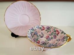 Shelley England Chintz Oleander Summer Glory Teacup And Saucer Lavender