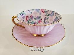 Shelley England Chintz Oleander Summer Glory Teacup And Saucer Lavender