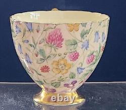 Shelley England Fine Bone China Countryside Floral Chintz Gold Footed Teacup