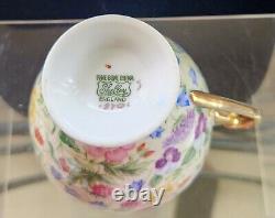 Shelley England Fine Bone China Countryside Floral Chintz Gold Footed Teacup