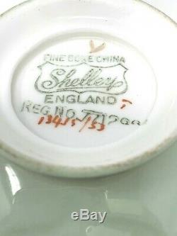 Shelley English Bone China Rock Garden Tea Cup & Saucer Mint Green