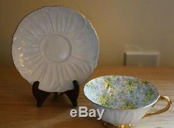 Shelley Fine Bone China England Pale Blue Primrose Chintz Tea Cup & Saucer