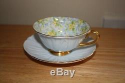 Shelley Fine Bone China England Pale Blue Primrose Chintz Tea Cup & Saucer