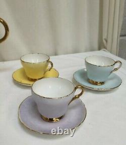 Shelley Fine Bone China Pastel Teapot and 6 x Tea Cups and Saucers
