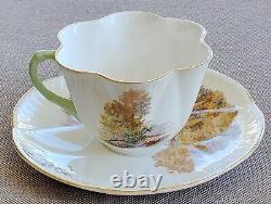 Shelley Heather Dainty Shape Teacup And Saucer Set Antique Vintage England