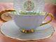 Shelley Melody Chintz Footed Oleander Cup, Saucer And 7 Plate Gold Trim