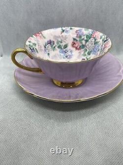 Shelley Marguerite Chintz Lavender Oleander Shaped Tea Cup and Saucer