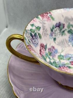 Shelley Marguerite Chintz Lavender Oleander Shaped Tea Cup and Saucer