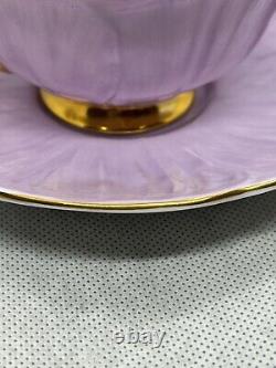 Shelley Marguerite Chintz Lavender Oleander Shaped Tea Cup and Saucer