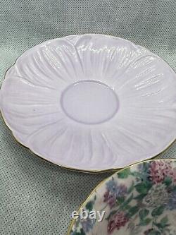 Shelley Marguerite Chintz Lavender Oleander Shaped Tea Cup and Saucer