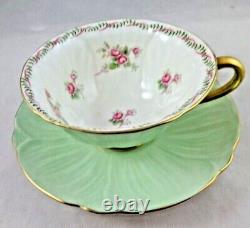 Shelley Minty Green Oleander BRIDAL ROSE Tea Cup and Saucer