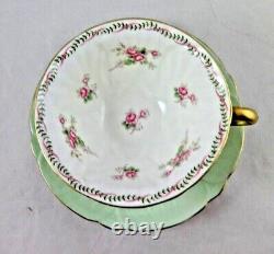 Shelley Minty Green Oleander BRIDAL ROSE Tea Cup and Saucer