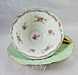 Shelley Minty Green Oleander BRIDAL ROSE Tea Cup and Saucer